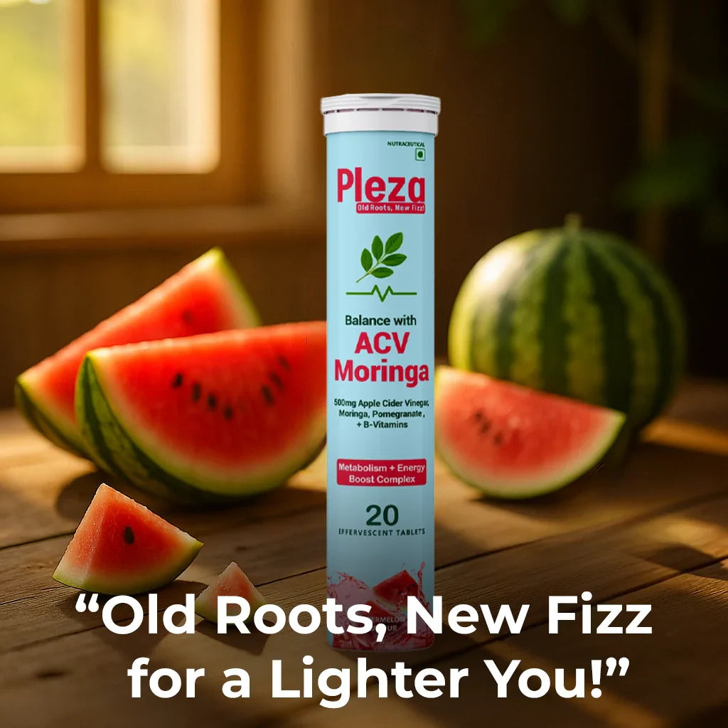 Pleza’s Natural Weight Loss Combo: ACV + Moringa in One Fizzy Tablet