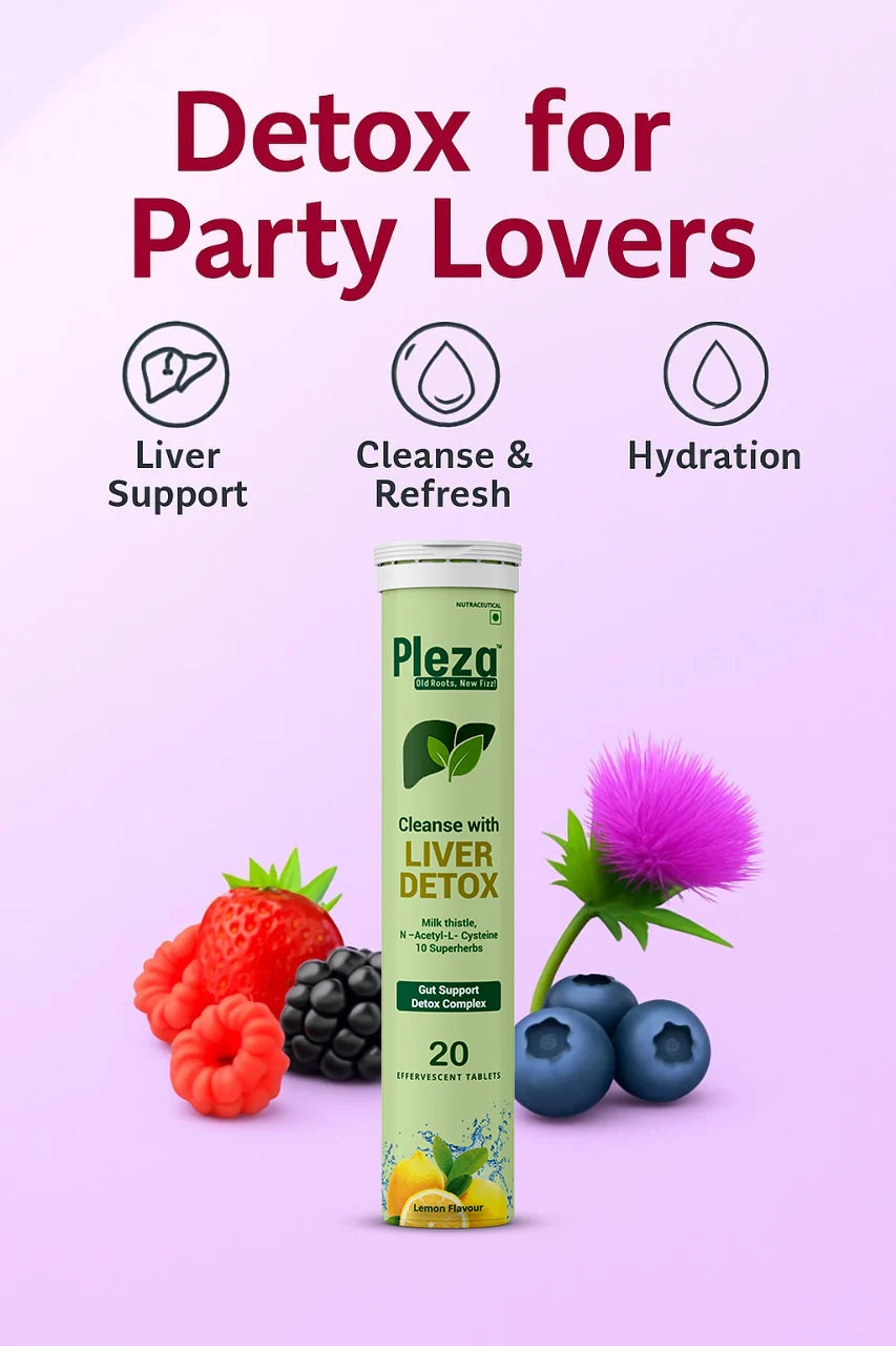 Pleza Detox for Party Lovers — Mixed Berry Fizz with Ginseng & Milk Thistle