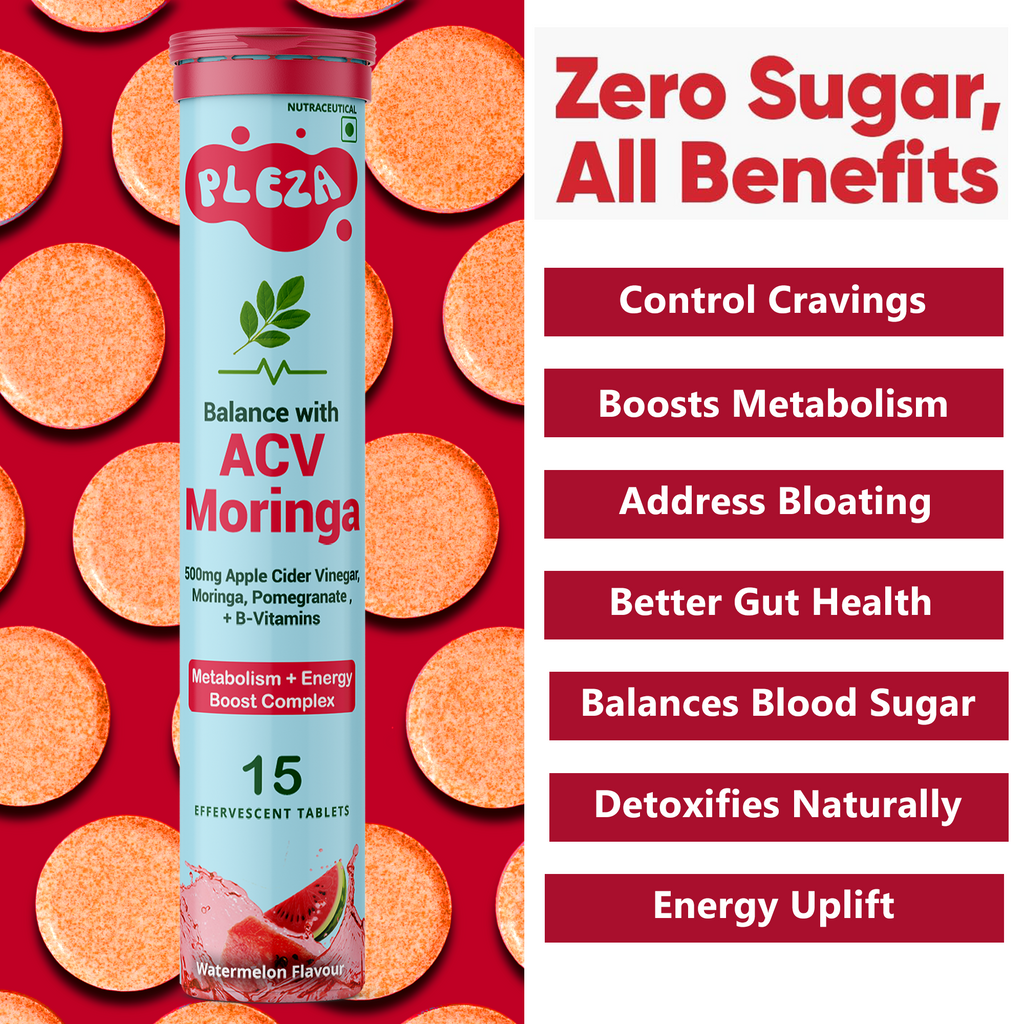 Pleza ACV + Moringa Supplement with 500 mg Apple Cider Vinegar