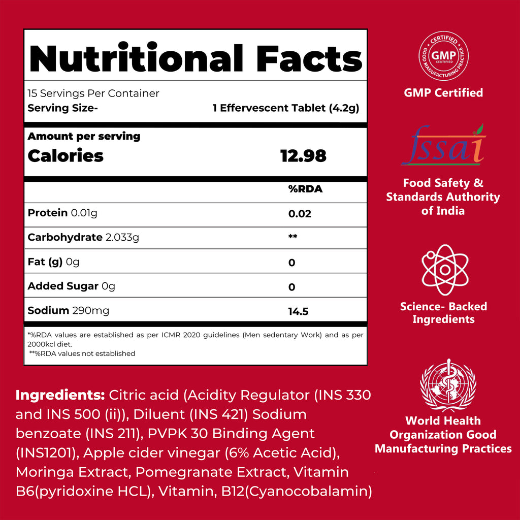 Pleza ACV + Moringa Supplement with 500 mg Apple Cider Vinegar